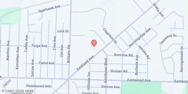 Map showing Northhampton United Methodist Church at 954 Eastland Ave., Akron, OH