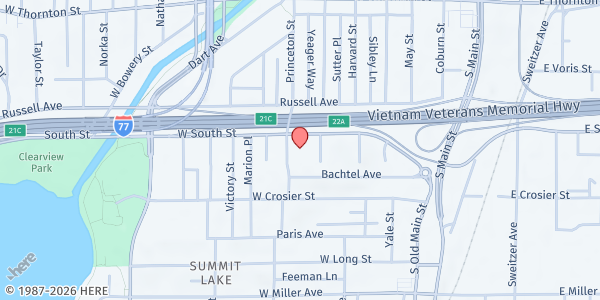 Map showing OPEN M Ministry at 941 Princeton St, Akron, OH