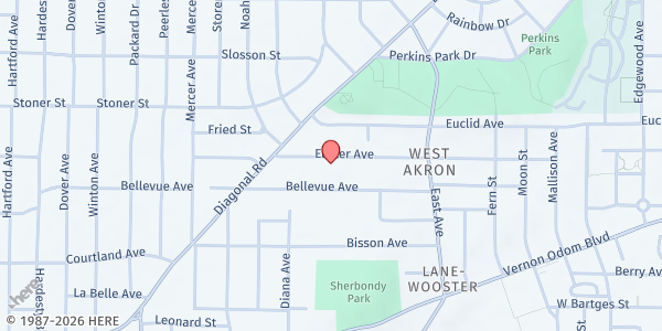 Map showing Pantry at 790 Easter Ave, Akron, OH