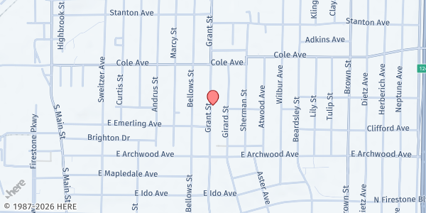 Map showing Pantry at 1241 Grant St, Akron, OH