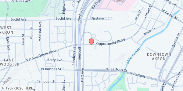 Map showing Pantry at 350 Opportunity Pkwy, Akron, OH