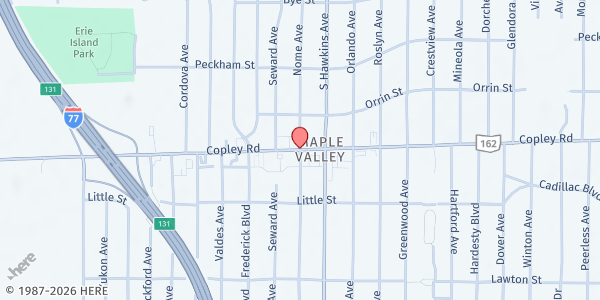 Map showing Pantry - Copley Rd and Nome at Corner of Copley Rd and Nome, Akron, OH