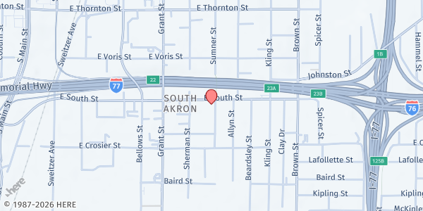 Map showing Pantry at 340 E South St, Akron, OH