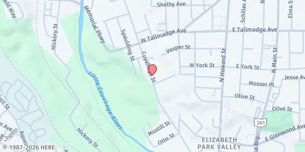 Map showing Pantry at 327 Cuyahoga St, Akron, OH