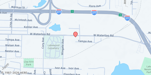 Map showing Pavilion of Praise Baptist Church at 976 W Waterloo Rd, Akron, OH