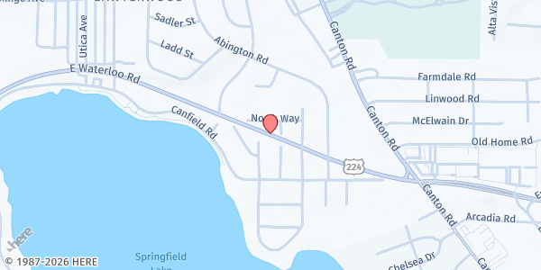 Map showing Randolph Suffield Atwater Food Shelf at 2643 Waterloo Rd., Akron, OH