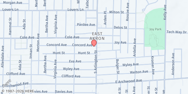 Map showing South Arlington UMC Pantry at 790 S Arlington St, Akron, OH