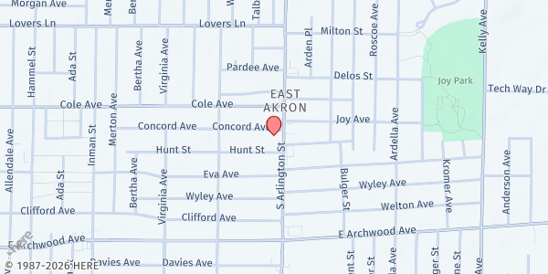 Map showing South Arlington United Methodist Church at 790 S. Arlington Street, Akron, OH