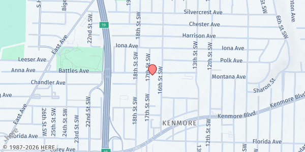 Map showing SVDP - Immaculate Conception Church at 2101 17th Street SW, Akron, OH