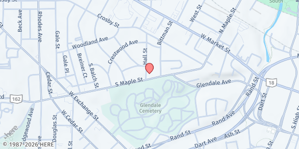 Map showing The Salvation Army - Akron at 190 S. Maple St., Akron, OH