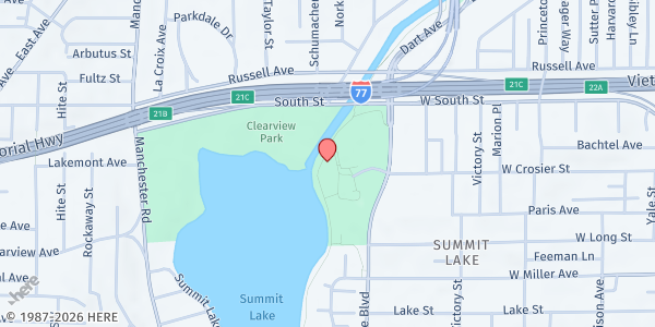 Map showing The Salvation Army Akron - Meal Service at 380 W Crosier St, Akron, OH