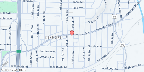 Map showing The Salvation Army Akron - Meal Service Location at 880 Kenmore Blvd, Akron, OH