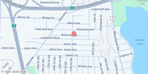 Map showing The Sanctuary at 847 Lakewood Blvd, Akron, OH