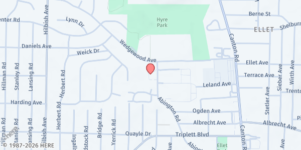 Map showing Wedgewood UMC Pantry at 2350 Wedgewood Dr, Akron, OH