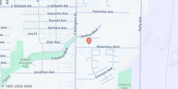 Map showing Wilbeth Arlington AMHA Complex at 1035 Rosemary Ave Ste A, Akron, OH