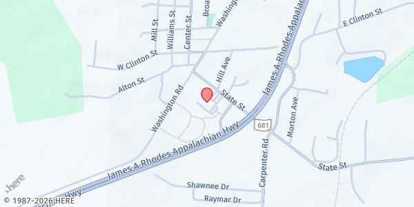 Map showing Albany Baptist Church at 5331 State St, Albany, OH