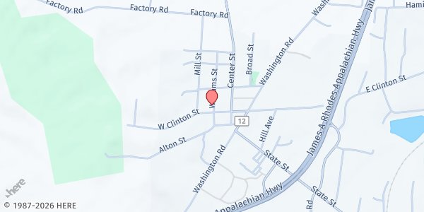 Map showing Albany United Methodist Church at 5174 W Clinton St, Albany, OH