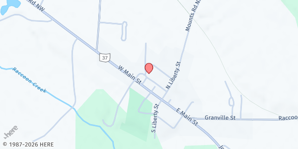 Map showing Alexandria United Methodist Church at 72 Church Street, Alexandria, OH