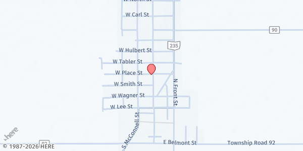 Map showing Home Missions Food Pantry - Alger First UMC at 305 N. Main St., Alger, OH