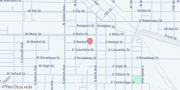 Map showing Alliance Community Pantry at 215 East Market St., Alliance, OH