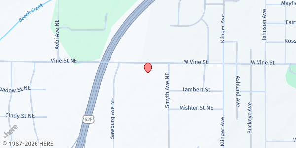 Map showing Vine St. UMC at 1544 W. Vine St., Alliance, OH