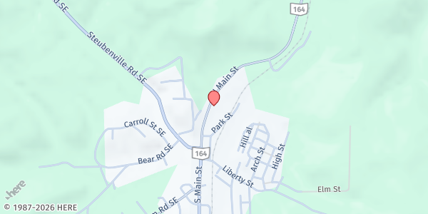 Map showing WEBA Outreach Food Pantry at 348 N. Main St., Amsterdam, OH