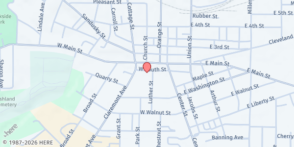 Map showing Ashland County Food Bank at 240 Cleveland Avenue, Ashland, OH