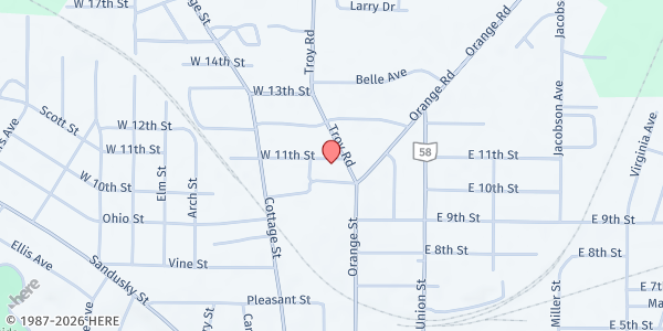 Map showing Lutheran Social Services Ashland Masonic Temple at 31 West 11th Street, Ashland, OH