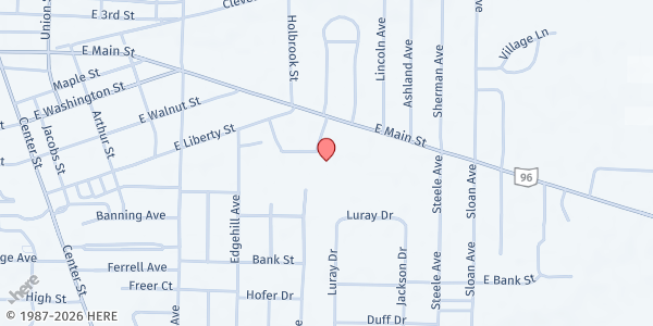 Map showing Matthew 25 Outreach - Ashland at 647 E Main St, Ashland, OH