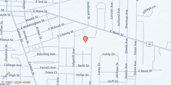 Map showing Salvation Army - Ashland at 527 E Liberty St, Ashland, OH