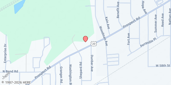 Map showing Ashtabula County Community Action Agency - Food Distribution Center at 2009 W Prospect Rd, Ashtabula, OH