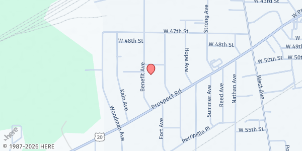 Map showing Ashtabula Dream Center - Pantry at 5028 Benefit Ave, Ashtabula, OH