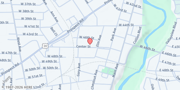 Map showing Feed Our Vets Ashtabula at 433 Center St, Ashtabula, OH