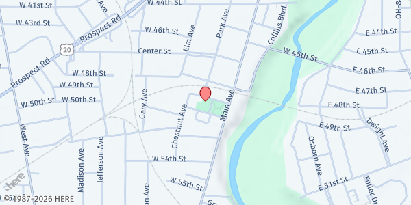 Map showing St Peter's Episcopal Church at 4901 Main Ave, Ashtabula, OH