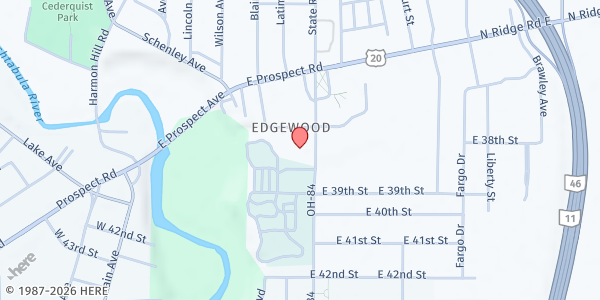 Map showing United Way of Ashtabula County - Main Office at 3705 State Rd #203, Ashtabula, OH