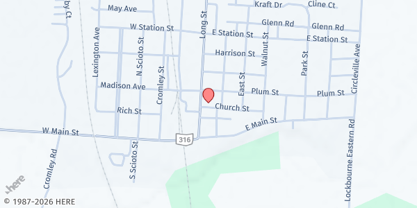Map showing Ashville Food Pantry at 20 Church St., Ashville, OH