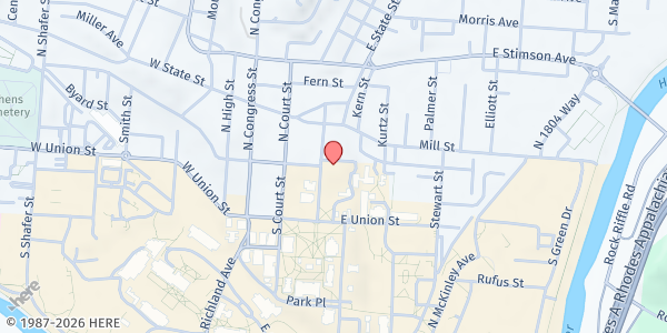 Map showing Athens First UMC - Monday Lunch at 2 South College Ave., Athens, OH