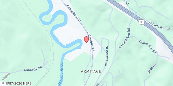 Map showing Community Food Initiatives (CFI) - Main Location at 94 Columbus Rd, Athens, OH