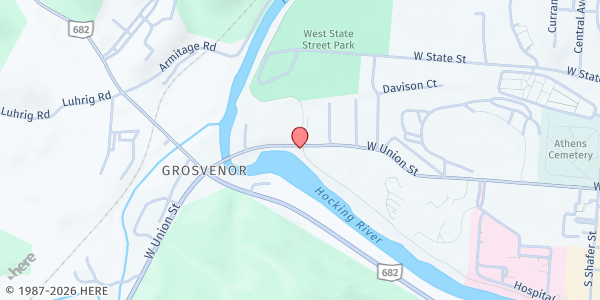 Map showing Habitat For Humanity - Athens at 525 W Union St, Athens, OH