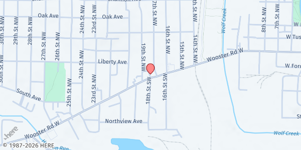 Map showing Lighthouse Rescue Center at 965 Wooster Rd. W, Baberton, OH