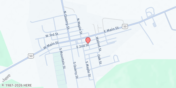 Map showing Paint Valley Ministries Pantry - Bainbridge UMC at 204 East 2nd Street, Bainbridge, OH