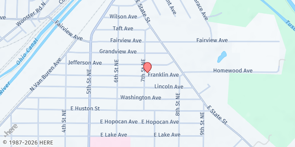 Map showing BeTheChurch Inc at 369 7th St. NE, Barberton, OH