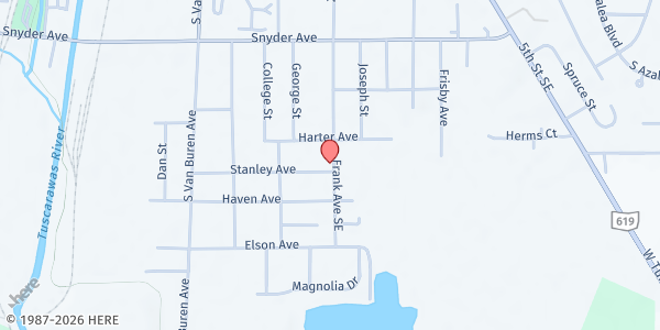 Map showing Bread of Life - Heart of Christ Ministries at 347 Stanley Avenue, Barberton, OH