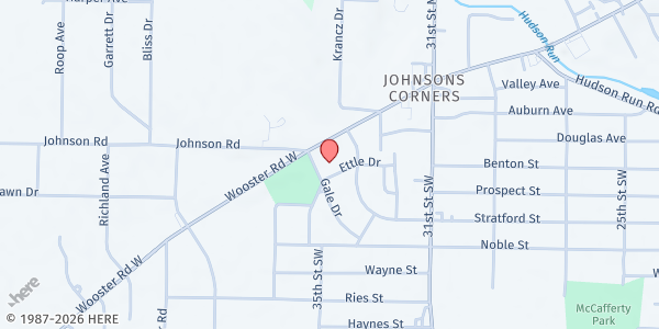 Map showing Cornerstone Christian Assembly Pantry at 1531 Ettle Dr, Barberton, OH