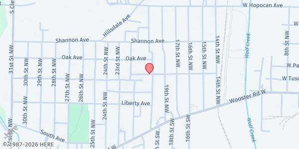 Map showing Help Open Peoples Eyes (H.O.P.E.) - Barberton Location at 128 21st Street N.W., Barberton, OH