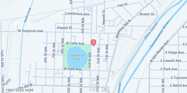 Map showing Lakeview Outreach Ministries at 211 3rd Street NW, Barberton, OH