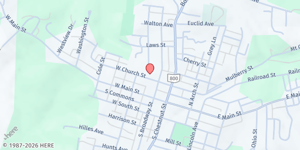 Map showing First Christian Church at 219 W Church St, Barnesville, OH