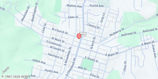 Map showing First Presbyterian Church at 124 N Chestnut St, Barnesville, OH