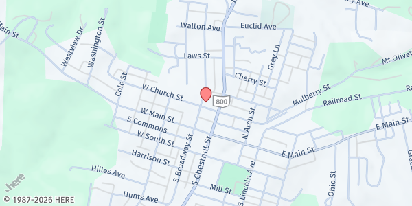 Map showing First United Methodist Church of Barnesville at 123 W Church St, Barnesville, OH