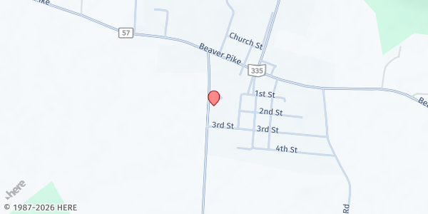 Map showing First Baptist of Beaver at 7046 Ohio 335, Beaver, OH